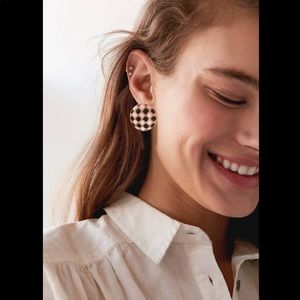 Checkerboard Black & White Stud Earring